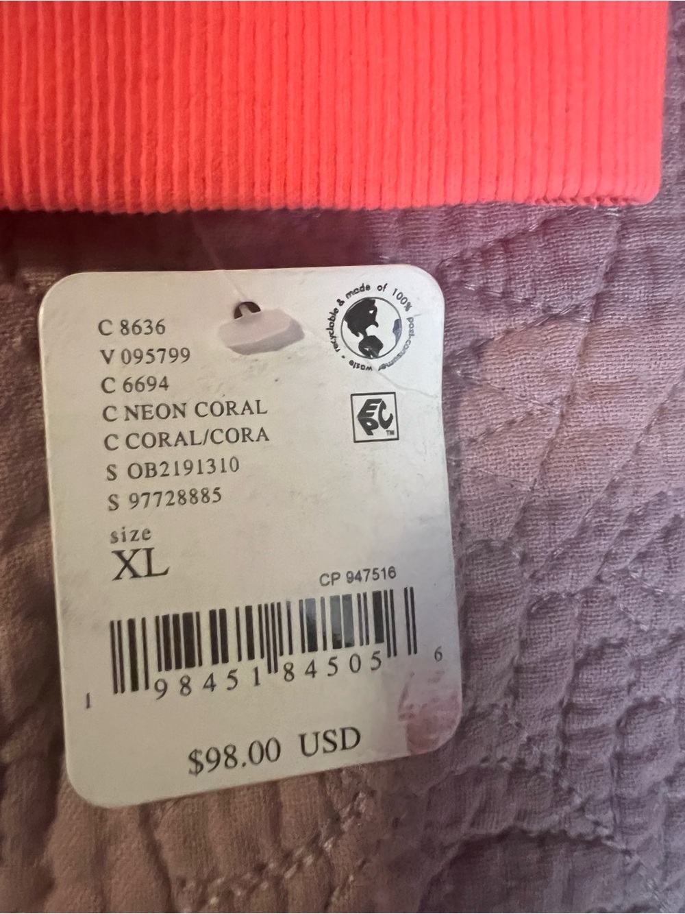 #216 FP Movement Coral Lounge Set Shirt + Shorts NWT XL - Picture 7 of 8